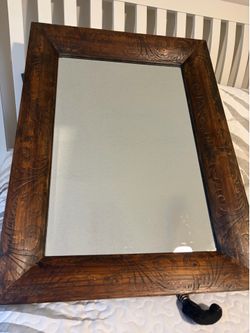 Etched solid wood  mirror