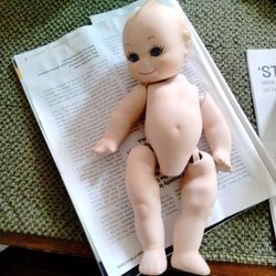 Vintage Porcelain Cupie Doll Glass Eyes. Jointed Stringing Inside Is Loose