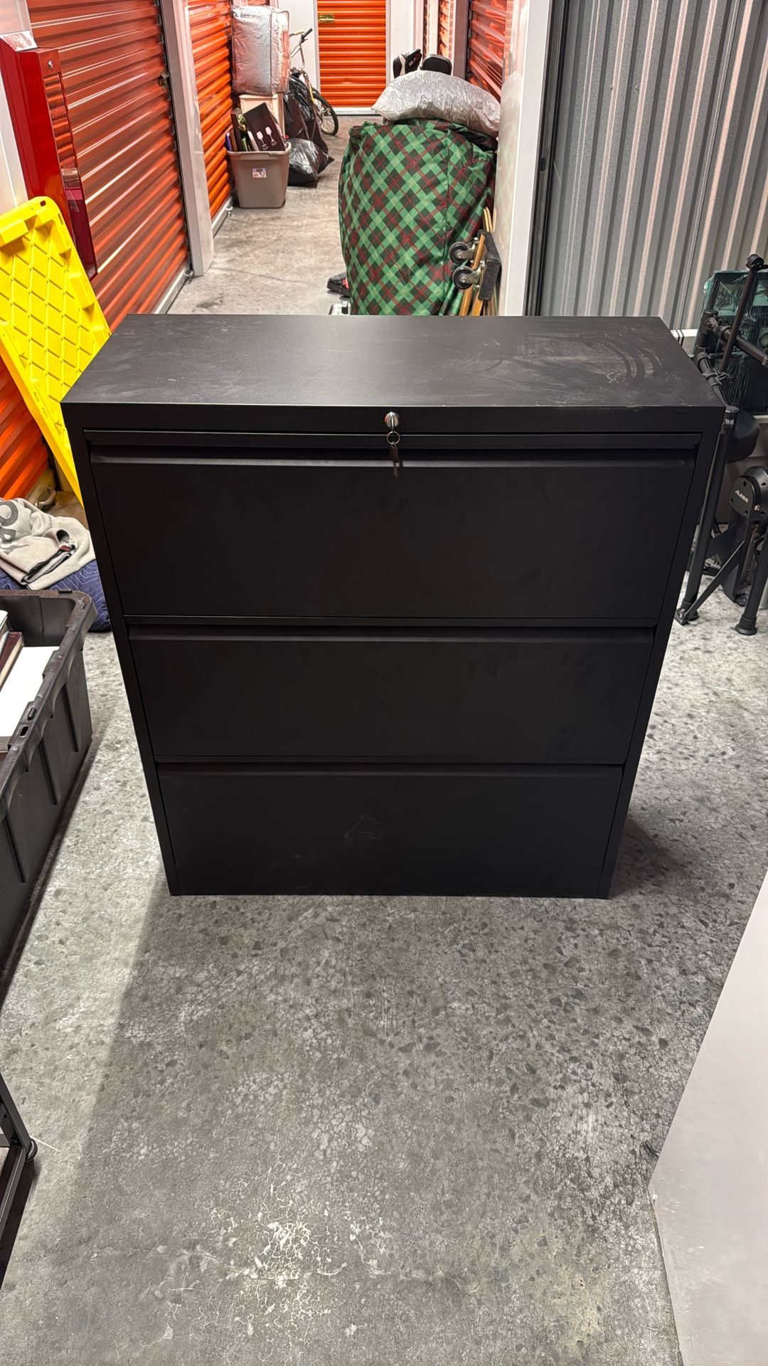 Filing Cabinet 3 Drawer Black With Lock And Key