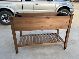 Mobile Brown Wood Raised Garden Bed