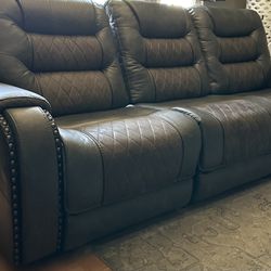 Leather Grey Six Piece Sectional