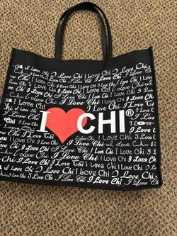 I love chi black tote bag