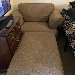 Mattress with frame, leather sofas and table with chairs