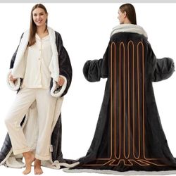 Spetime Electric Heated Blanket Wearable with Sleeves and Foot Pocket, Full-Body Coverage, 6 Heat Settings, Auto Shut-Off, Machine Washable for Home o