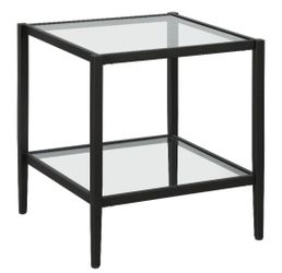 Hera 20" Blackened Bronze Square Glass Top End Table~NEW