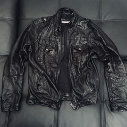 Black Leather Moto Style Jacket L/XL