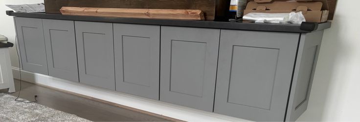 Custom 9’ Floating Shaker Media Console – Excellent Condition