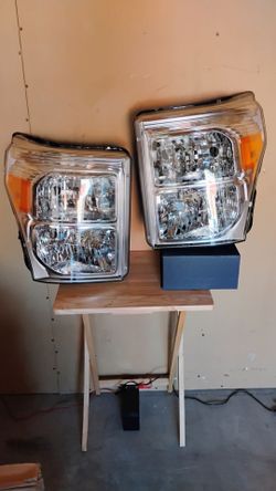 Chrome Amber Headlights Replacement Compatible with 2011_2016 F-250 /F-350 /F-450 / F-550 Super Duty