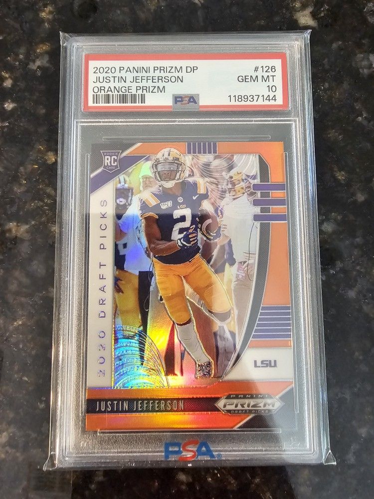 2020 Panini Prizm DP #126 Justin Jefferson Orange Prizm RC PSA10 GEM MINT