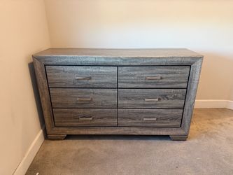 6-Drawer Double Dresser Gray Wood Finish