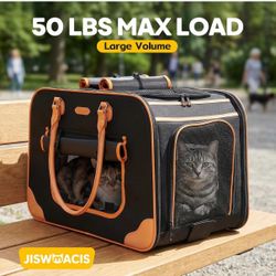 Extra Large Cat Carrier for 2 Cats, Collapsible Soft Sided Pet Carrier for Large Cats Small Dogs Up to 50 LBS, Cat Bag Carrier for Travel, Anti-Wear a