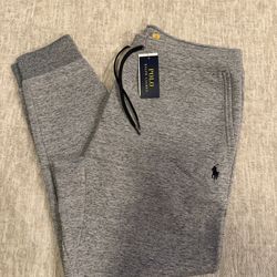 Brand New With Tags Men's Ralph Lauren Polo Double-Knit Grey Black Jogger Pants Men’s Size Large L