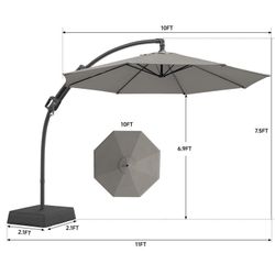 Outdoor Patio Umbrella with Base, 240G/M2 fabric, 10 FT Sun Shade Umbrella for Deck, Pool