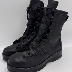 Navy Flight Deck 795B Size 6.5 W Steel Toe Boots Black Leather Vibram Gore-Tex