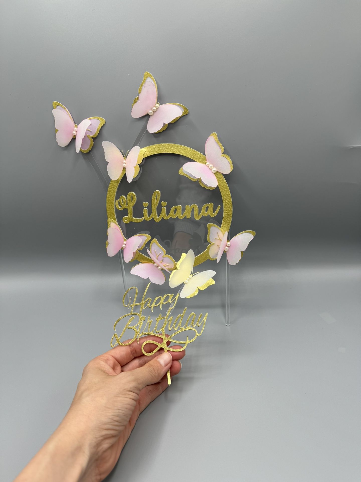 Cute Boho Butterflies Cake Topper