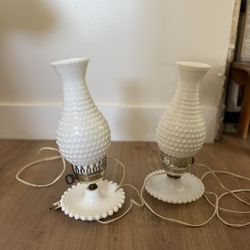 2 Vintage Working Milk Glass Lamps