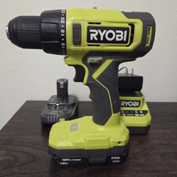 Ryobi ONE + 1/2 Chuck 18V Lithium Ion 2 Batteries And Fast Charger