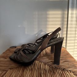Franco Sarto Brown Strappy Block Heel Sandals size 6