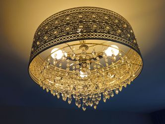 Beautiful drum chandellier with crystals