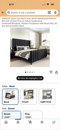 Queen Size Bed Frame, Velvet Upholstered Platform Bed with Vertical Channel Tufted Headboard & Footboard/Wingback, Mattress Foundation with Wood Slats