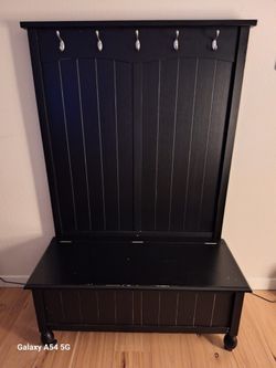 Espresso Storage Bench with Coat Hooks