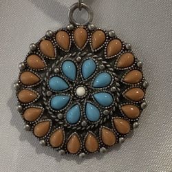 Vintage Robert Rose Turquoise Beaded Pendant Necklace