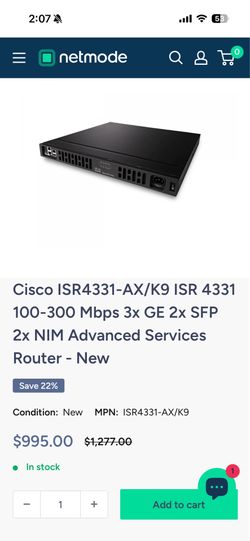 Cisco ISR4331 advanced series router