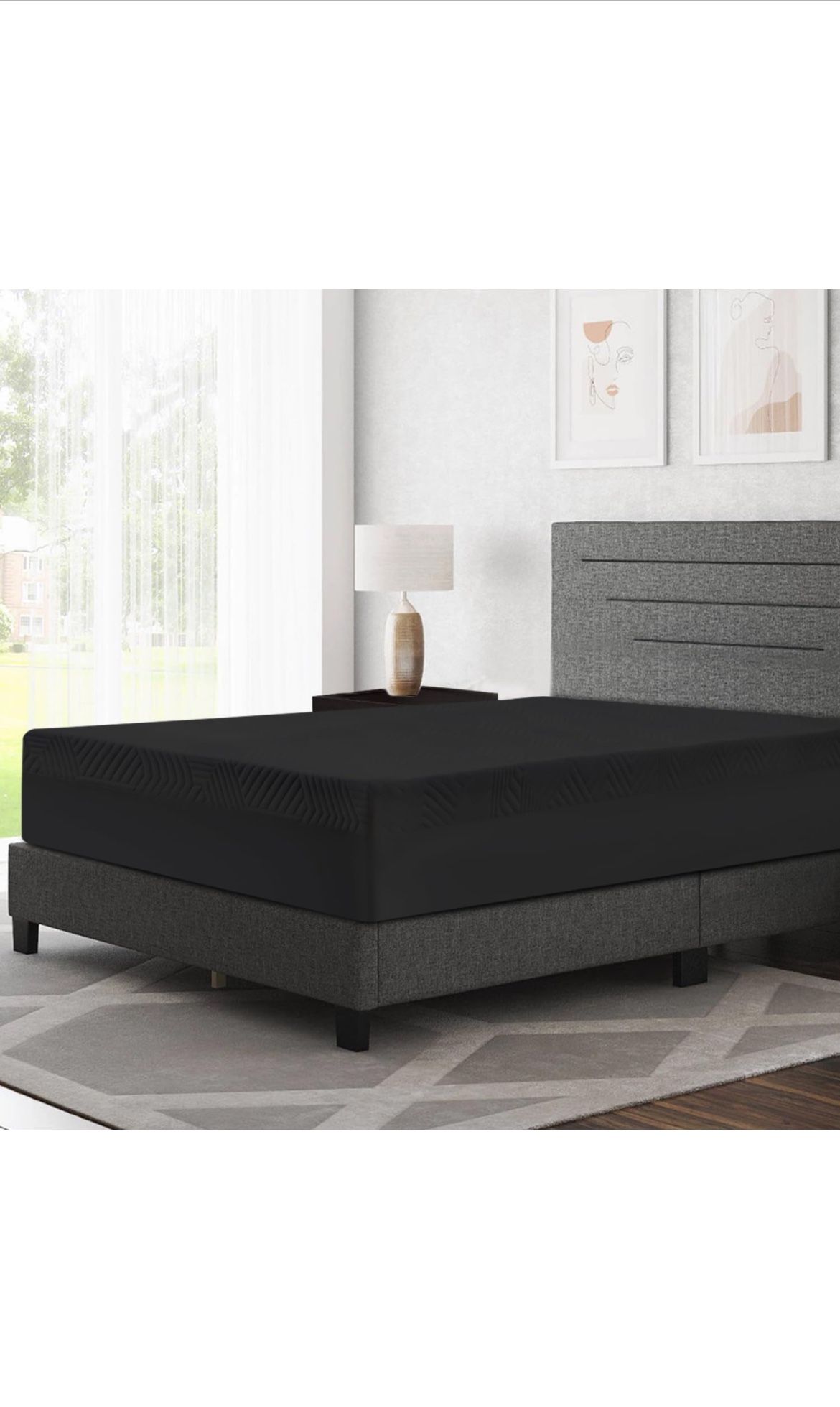 SWINHOM 3 Inch Queen Memory Foam Mattress Topper, Ventilated Foam Topper with Viscose Made from Bamboo Cover, Mattress Pad with 18'' Deep Pocket, Blac