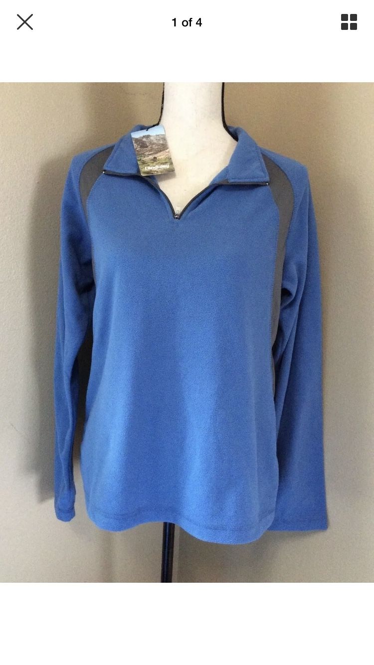 NWT Landway Blue Gray Pullover Performance Outerwear Fleece Jacket Womens Size M or XL