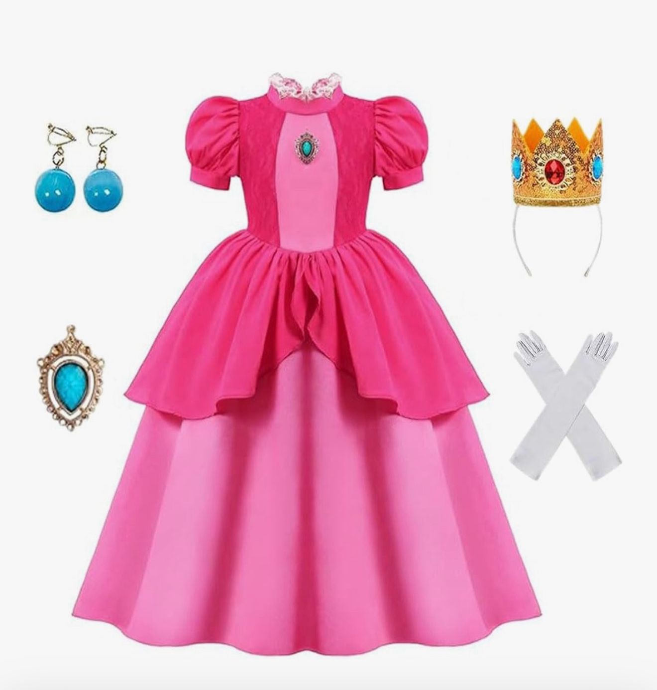 Princess Peach Halloween Costume Kids Size 5 To 7 Years