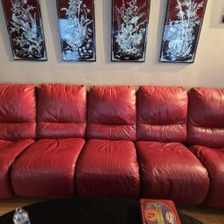 Beautiful Genuine Red Leather Couch