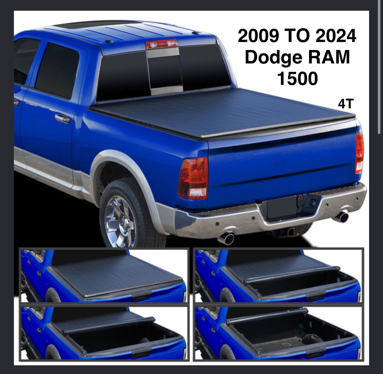 "2009 TO 2024 Dodge RAM 1500 5'8"" Tonneau Cover Short Bed Roll Up Vinyl "