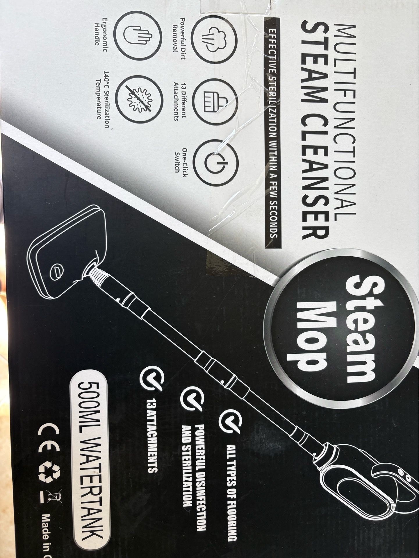 Steam Mop, 13-in-1 Powerful Handheld Steam Cleaner with 13 Accessories, 500ML Removable Tank, 23FT Power Cable, Detachable Steam Mop...