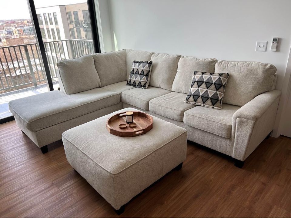 Brand New 🌄 $10 Down Payment Finance 🎗️Abinger Natural 2 Piece Sectional And Ottoman🔻🔻🔻▪️# Sofa # Loveseat # Couch # Living Room Set