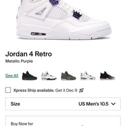 Jordan 4 Retro Metallic Purple ☔️
