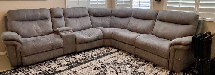 Large Gray Wrap-Around Couch