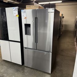 Bosch - 100 Series 26 Cu. Ft. Bottom-Freezer French Door Smart Refrigerator with External Ice and Water - Stainless Steel