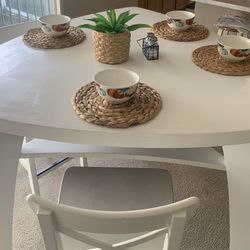 Solid Wood Table & 2 IKEA Chairs