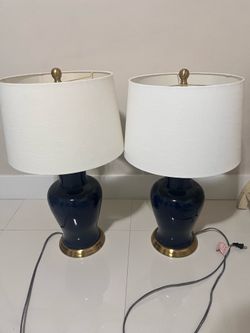 Pair of Navy Blue Ceramic Table Lamps