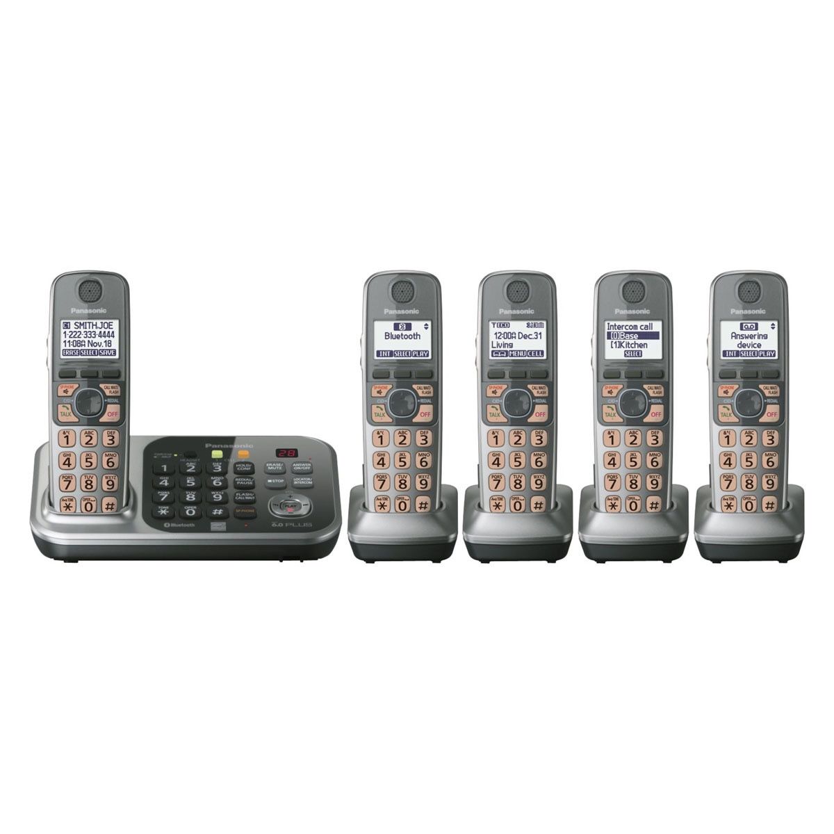 Panasonic Cordless Phone System with Answering Machine & 5 Handsets