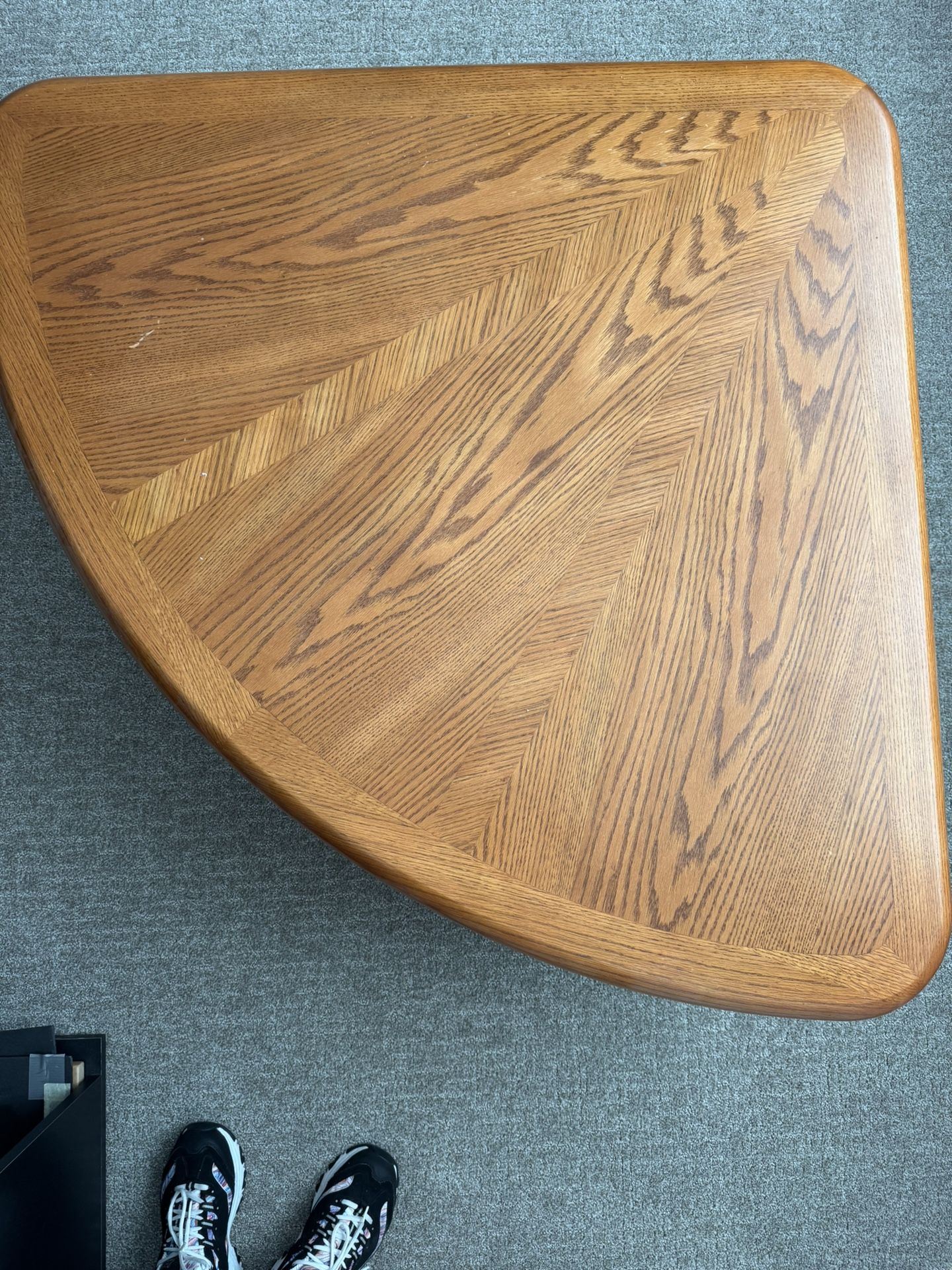 44” Oak Corner Table On Wheels