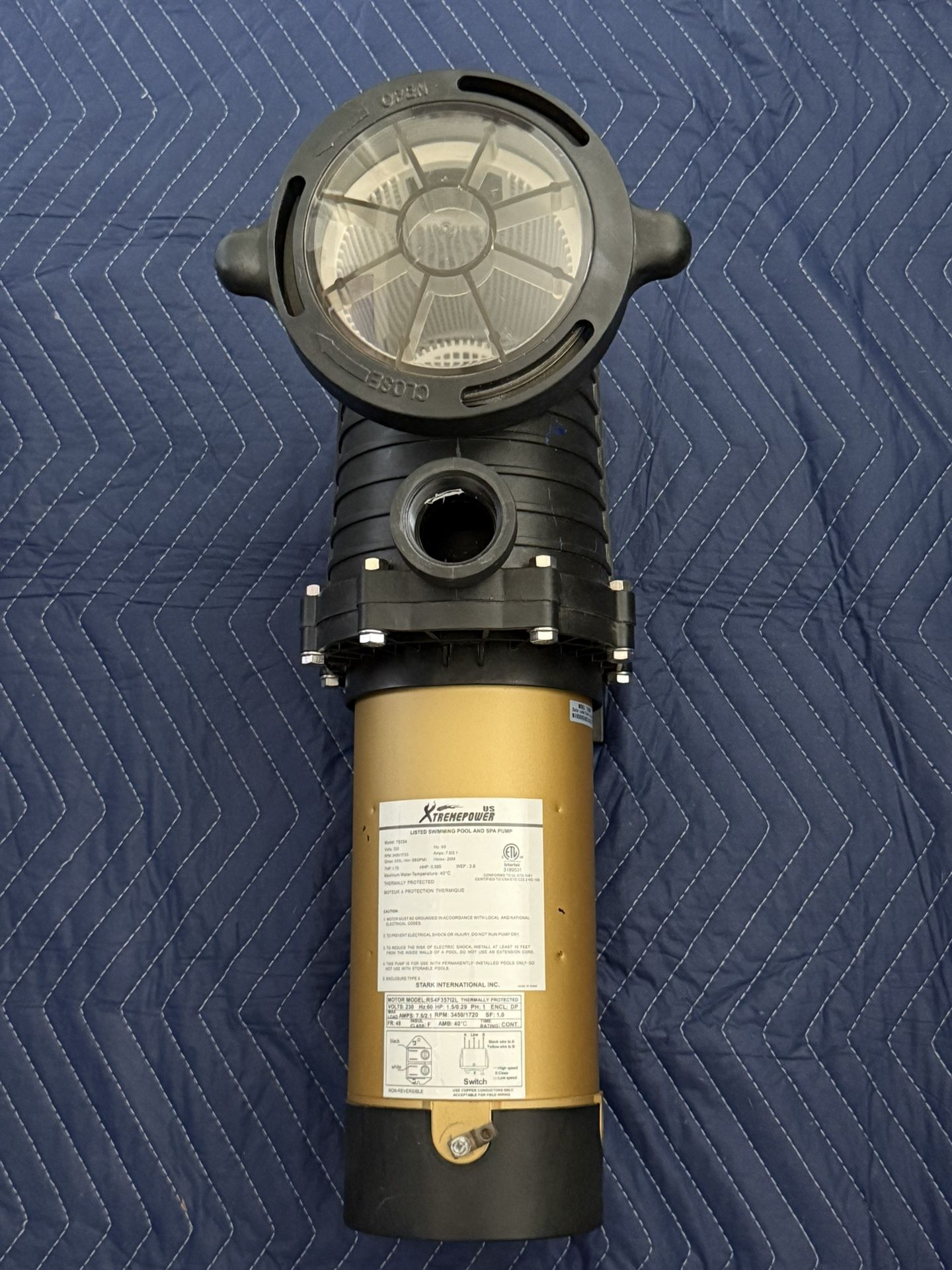 XtremepowerUS 1.5HP Inground Pool Pump 5280GPH 1.5" NPT Inlet/Outlet 220V Dual Speed