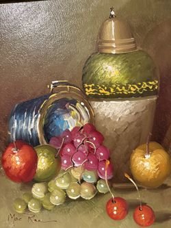 Original Oil Still Life Painting Signed Framed