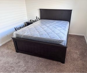 Queen Solid Wood Bed With Mattress $540