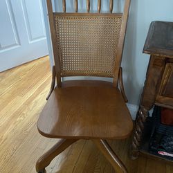 Beautiful Cane Rolling Chair / Desk Chair