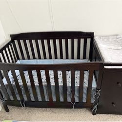 Brown Crib With Mattress