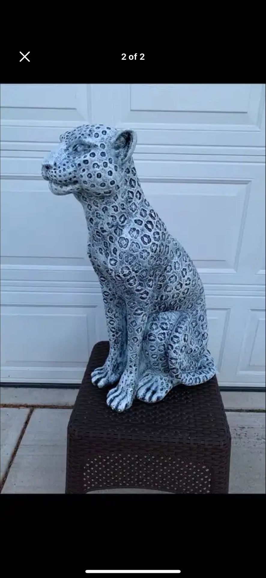 3 foot tall, snow, leopard statue