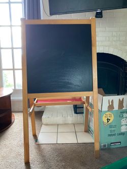 Kids standing chalkboard & whiteboard