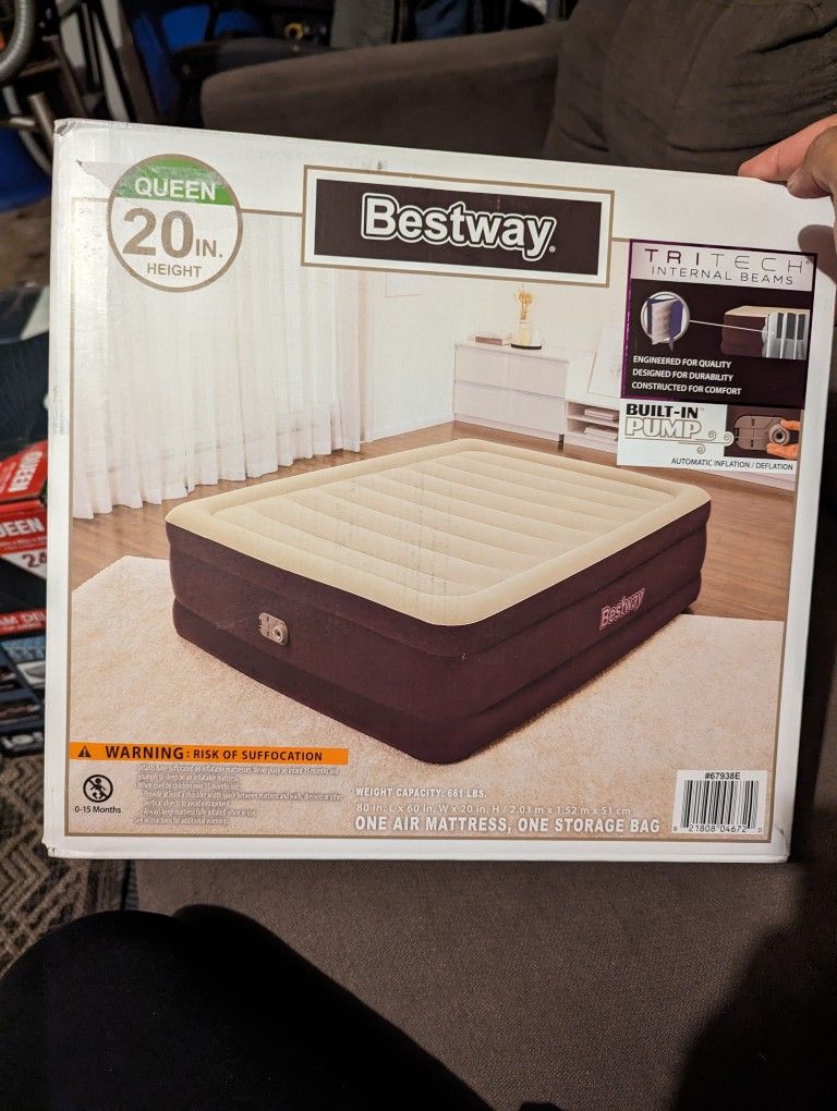 Bestway® Maroon Tritech Air Mattress Queen 20" with Built-in AC Pump