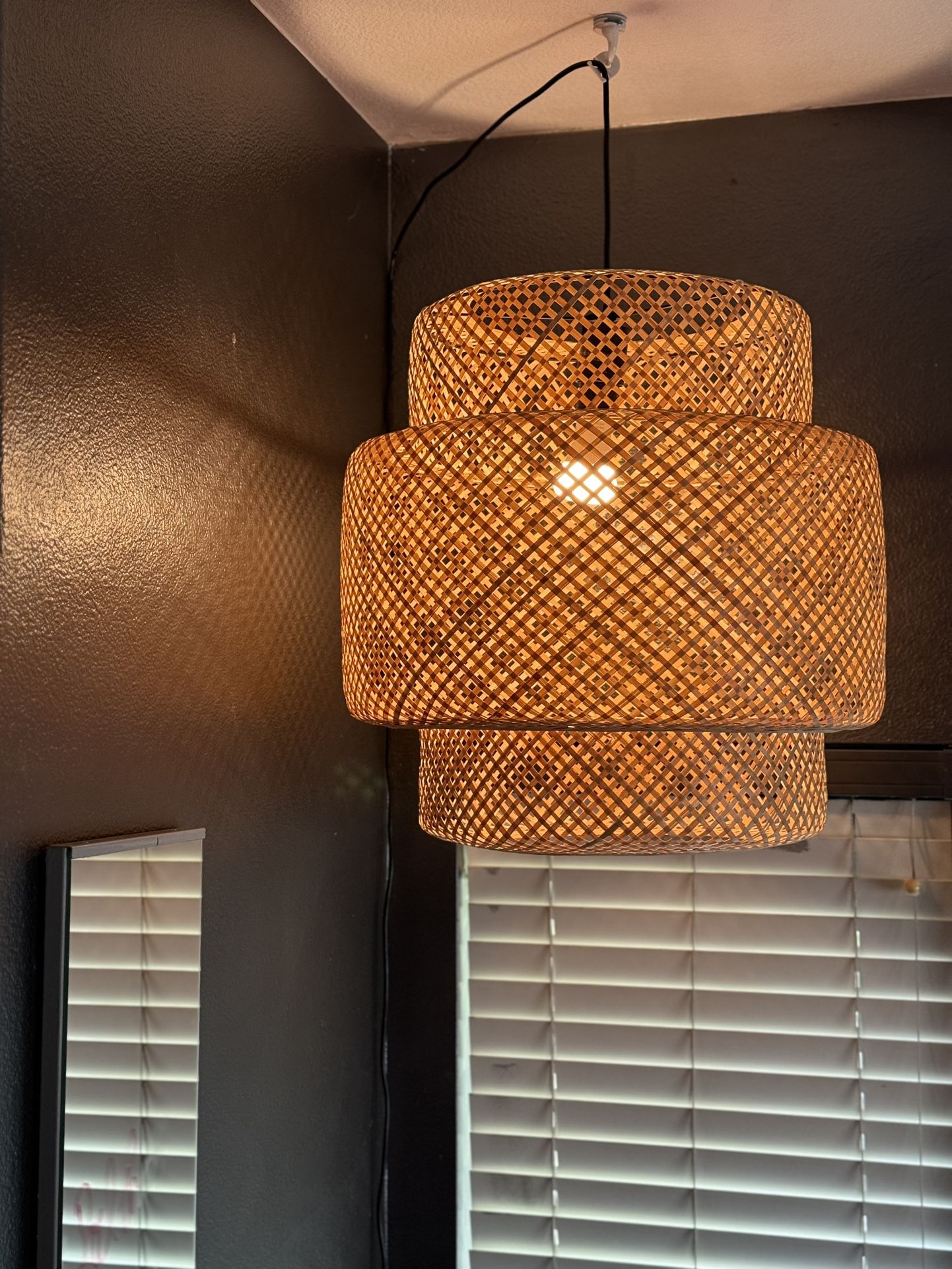 REDUCED: IKEA SINNERLIG Pendant lamp, bamboo/handmade, 11 "